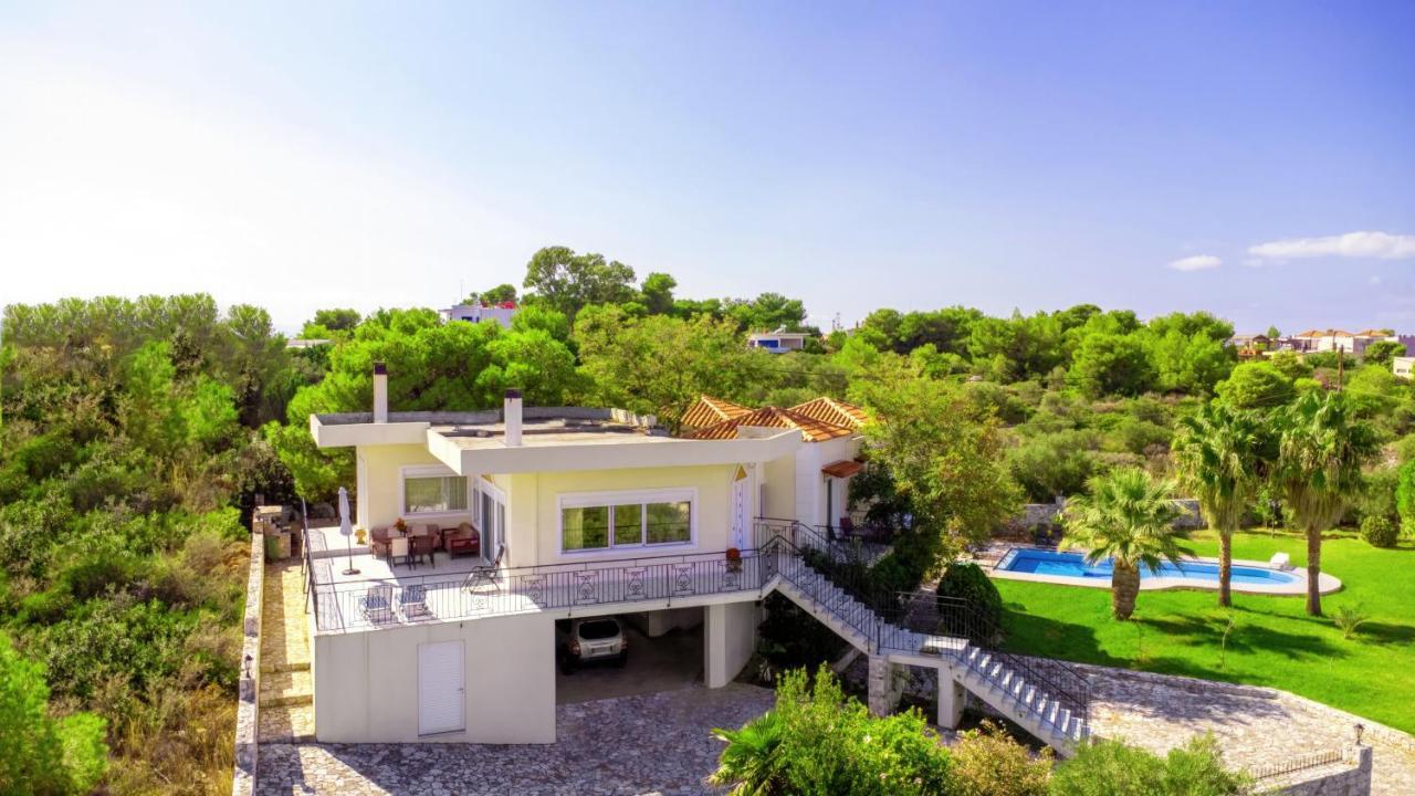 Villa Afroditi In Chania Near Airport With Private Pool, Free Wi-Fi, Souda Bay Views, Garden Oasis Kounoupidhianá Exterior foto