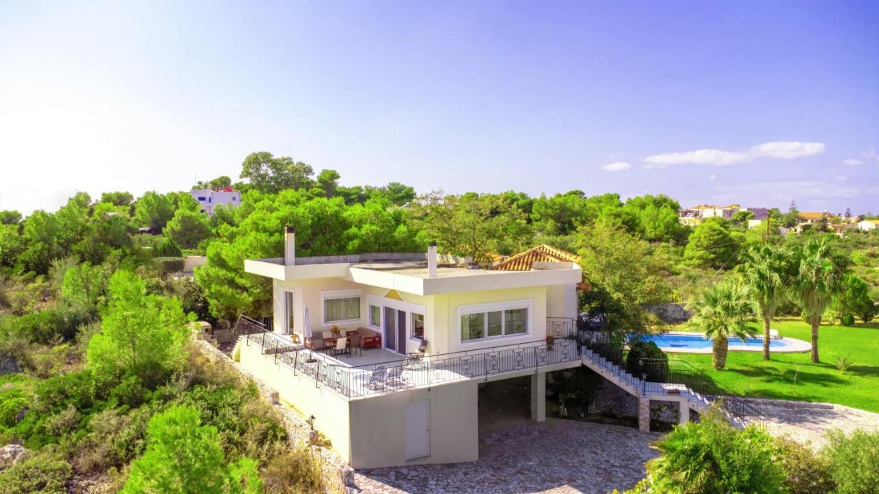 Villa Afroditi In Chania Near Airport With Private Pool, Free Wi-Fi, Souda Bay Views, Garden Oasis Kounoupidhianá Exterior foto