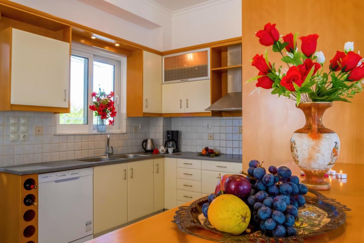 Villa Afroditi In Chania Near Airport With Private Pool, Free Wi-Fi, Souda Bay Views, Garden Oasis Kounoupidhianá Exterior foto