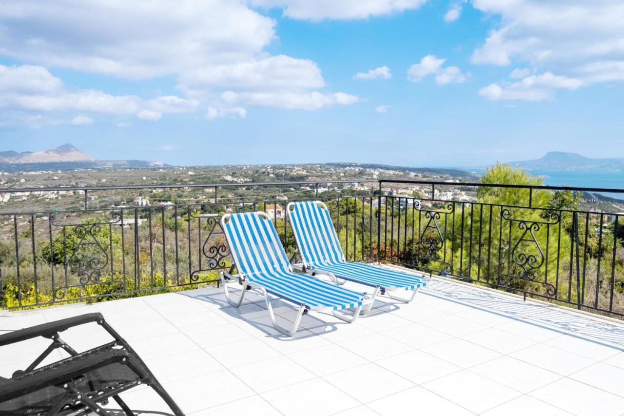 Villa Afroditi In Chania Near Airport With Private Pool, Free Wi-Fi, Souda Bay Views, Garden Oasis Kounoupidhianá Exterior foto