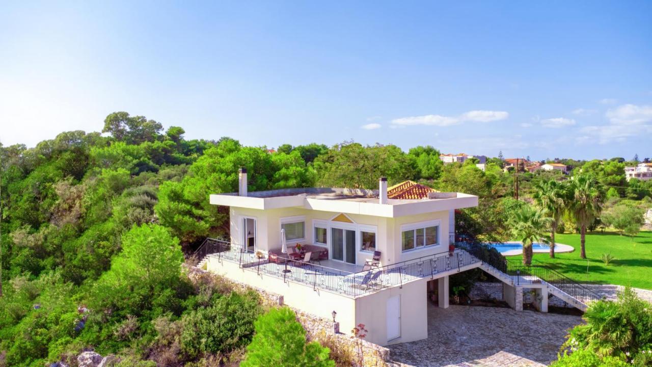 Villa Afroditi In Chania Near Airport With Private Pool, Free Wi-Fi, Souda Bay Views, Garden Oasis Kounoupidhianá Exterior foto